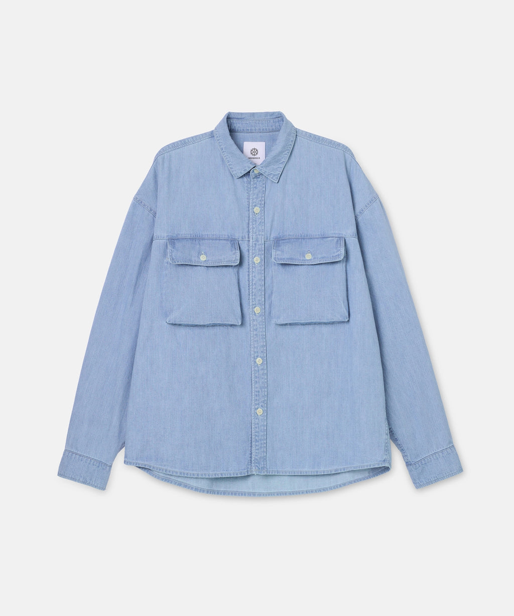 SUMMER DENIM OVER SHIRT – SEAGREEN