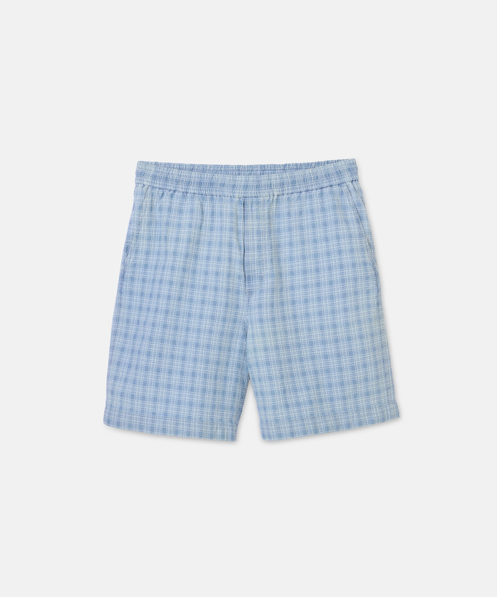 INDIGO CHECK SHORTS – SEAGREEN