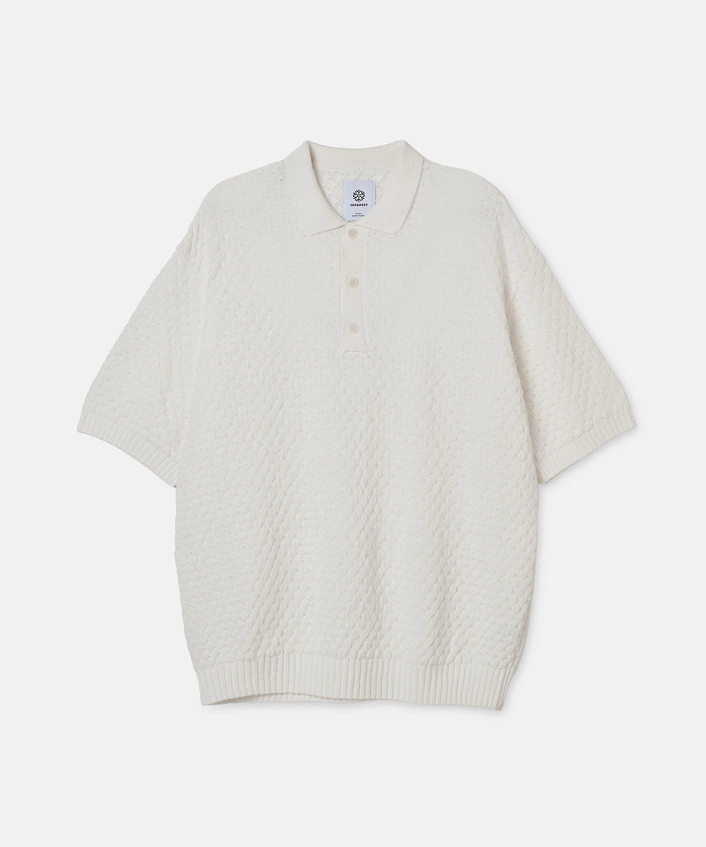 PAPER WAFFLE POLO – SEAGREEN