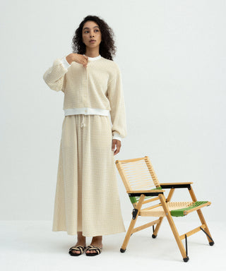 [SEAGREEN] BIG WAFFLE FLARE SKIRT ビッグワッフルフレアスカート