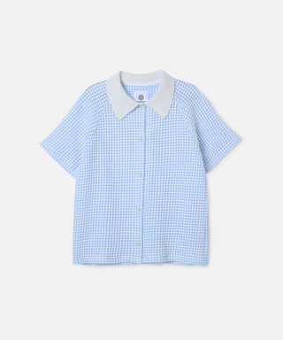 [SEAGREEN] BIG WAFFLE TIGHT BLOUSE ビッグワッフルタイトブラウス