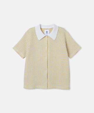 [SEAGREEN] BIG WAFFLE TIGHT BLOUSE ビッグワッフルタイトブラウス