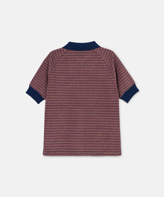 [SEAGREEN] PILE BORDER TIGHT BLOUSE パイルボーダータイトブラウス