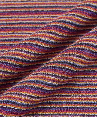 [SEAGREEN] PILE BORDER TIGHT BLOUSE パイルボーダータイトブラウス