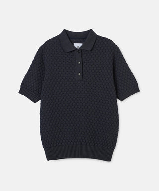 [SEAGREEN] PAPER WAFFLE POLO ペーパーワッフルポロシャツ