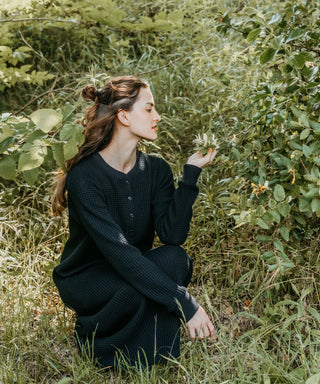 [SEAGREEN] BIG WAFFLE  HENRY NECK ONEPIECE ビッグワッフルヘンリーネックワンピース