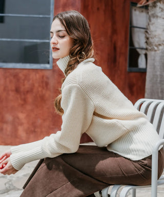 [SEAGREEN] WOOL WASHI KNIT HIGH NECK PULLOVER ウール和紙ニットハイネックプルオーバー