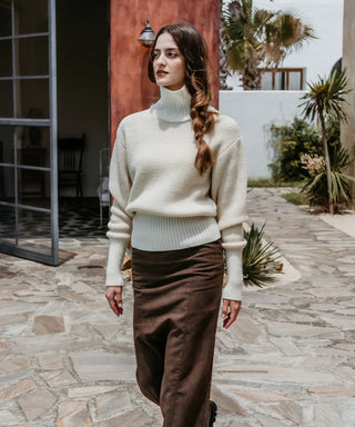 [SEAGREEN] WOOL WASHI KNIT HIGH NECK PULLOVER ウール和紙ニットハイネックプルオーバー