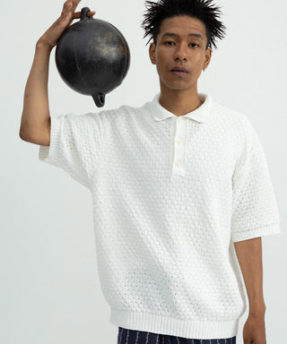 [SEAGREEN] PAPER WAFFLE POLO ペーパーワッフルポロシャツ