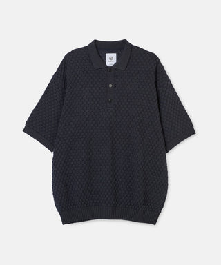 [SEAGREEN] PAPER WAFFLE POLO ペーパーワッフルポロシャツ