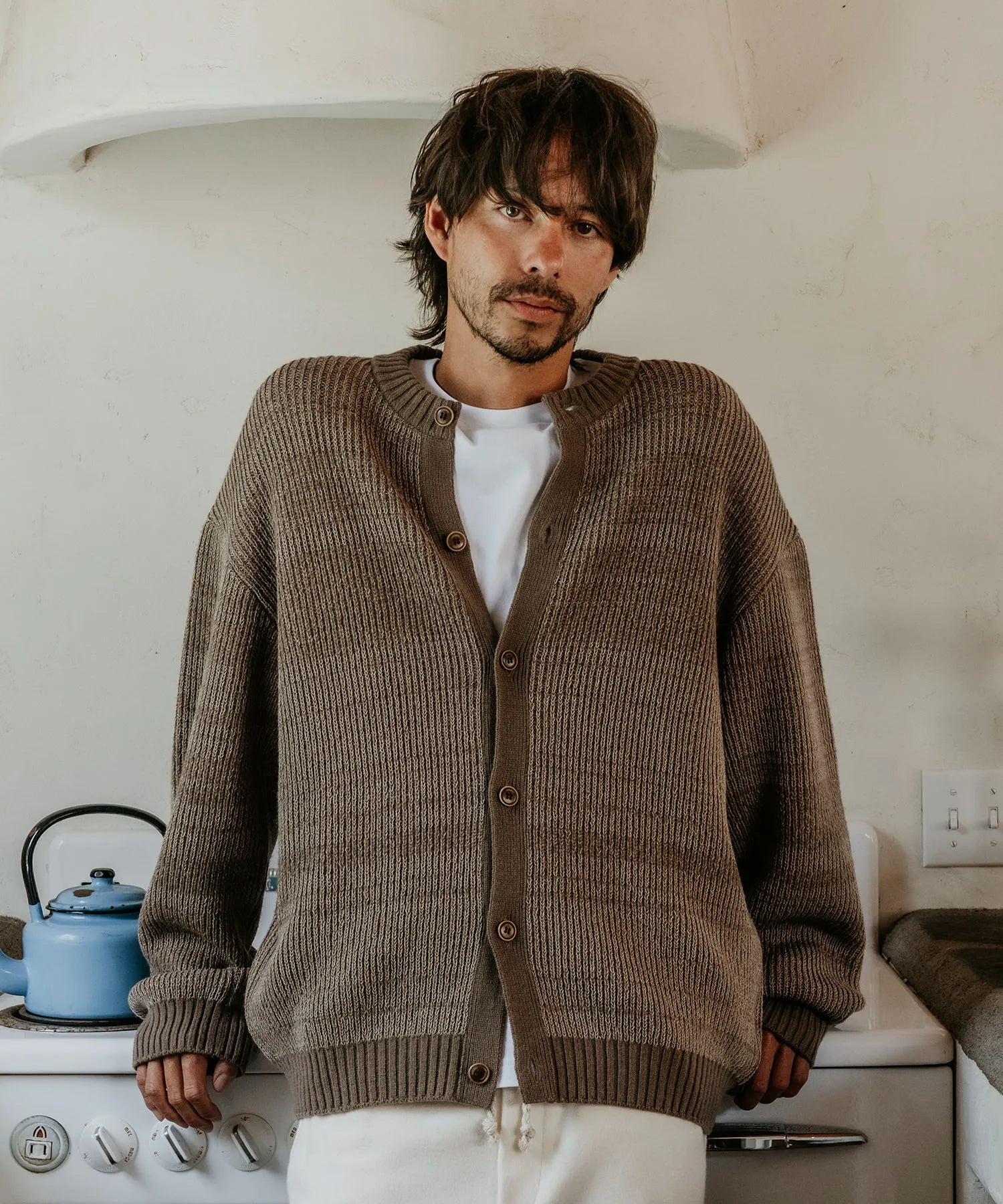 WOOL WASHI KNIT CARDIGAN – SEAGREEN WOOL WASHI KNIT CARDIGAN – SEAGREEN