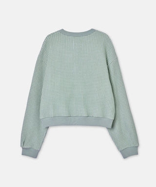 CÁRDIGAN ONI WAFFLE SEAGREEN