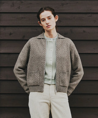 WAFFLE KNIT ZIP BLOUSON[ワッフルニットジップブルゾン] SEAGREEN
