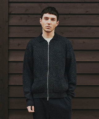 WAFFLE KNIT ZIP BLOUSON[ワッフルニットジップブルゾン] SEAGREEN
